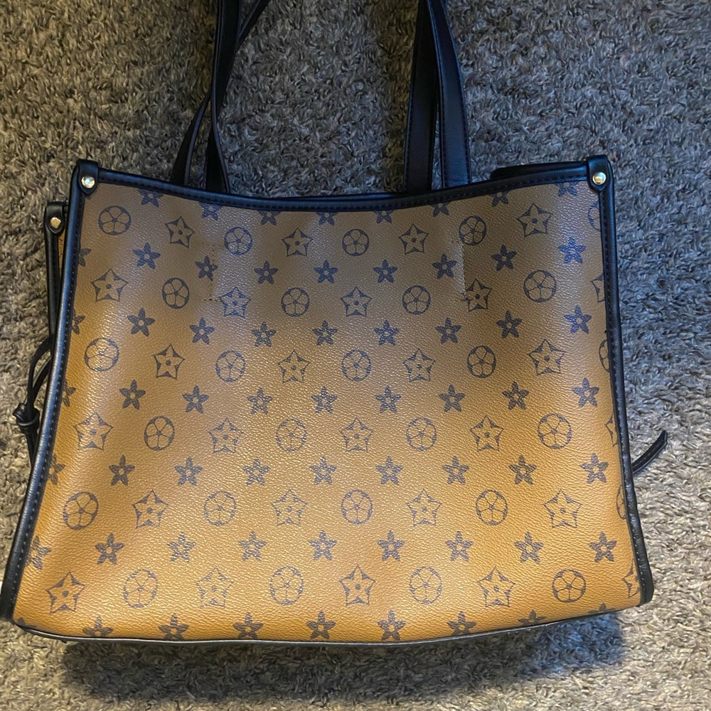 Stylish Tan and Black Designer Tote Bag